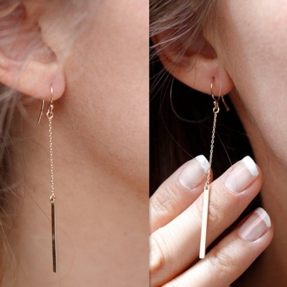 Jewelry - TRADEWholesale - Bar drop earrings - gold & silver